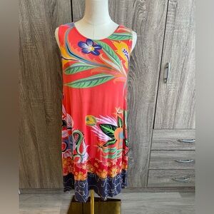 DESIGUAL Orange Floral Print Summer Dress. Size M